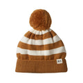 Nature Baby - Alpine Pom Pom Beanie - Toffee Bold Stripe (NBW25)