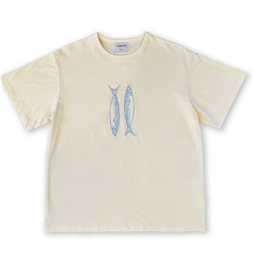 Grown - Ladies Sardine Embroidered Tee  - Milk (HOL25)