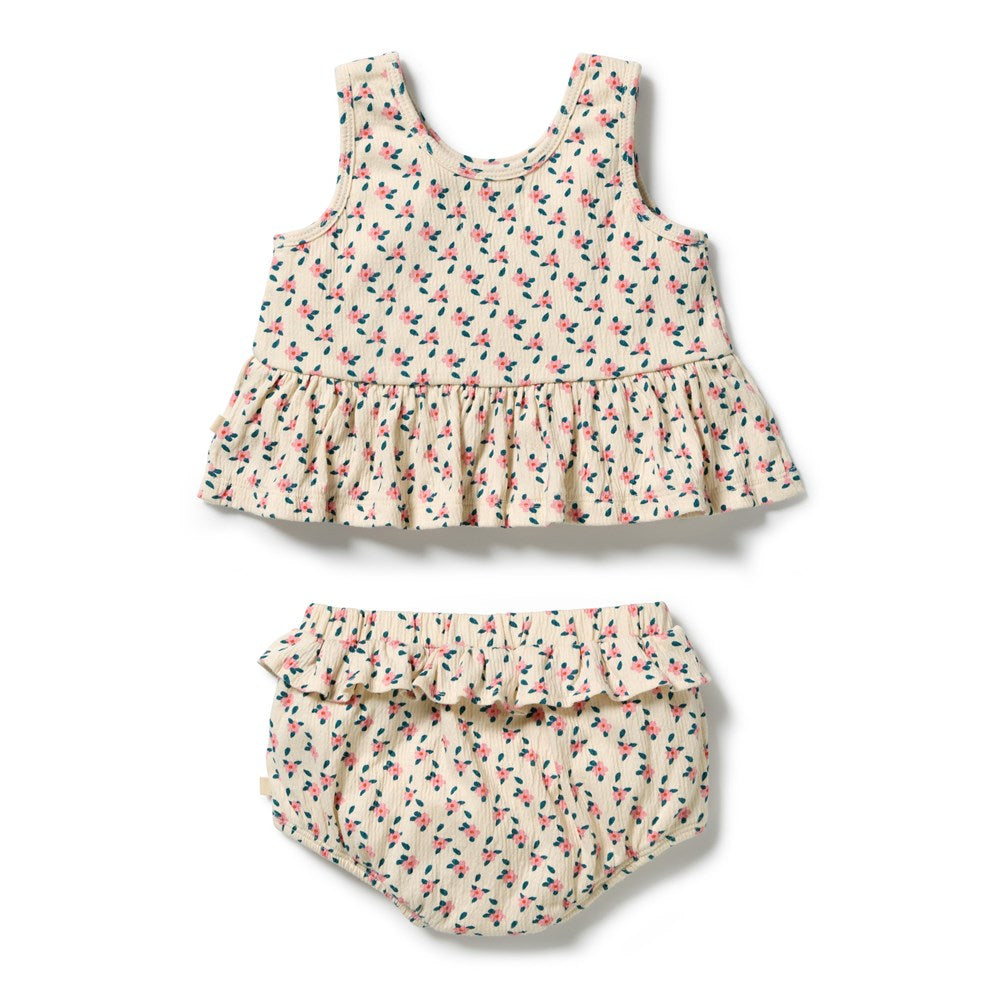 Wilson and Frenchy Little Blossom Organic Crinkle Ruffle Set in Little Blossom