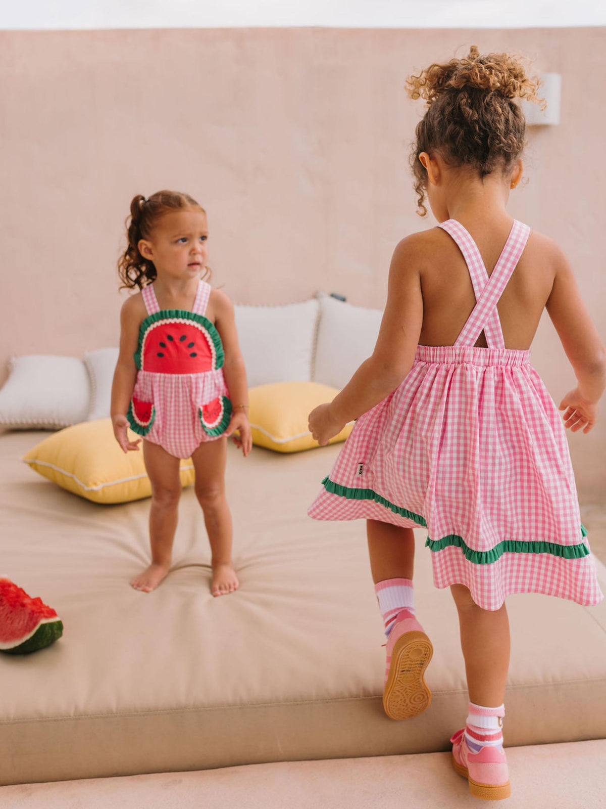 HUXBABY One-In-A-Melon Check Romper in Single