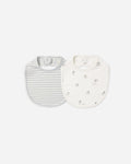 Quincy Mae Jersey Snap Bib, 2 Pack Sheep, Cloud Stripe in IVORY