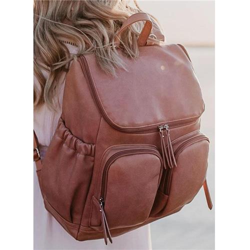 OIOI - Faux Leather Nappy Backpack - Dusty Rose