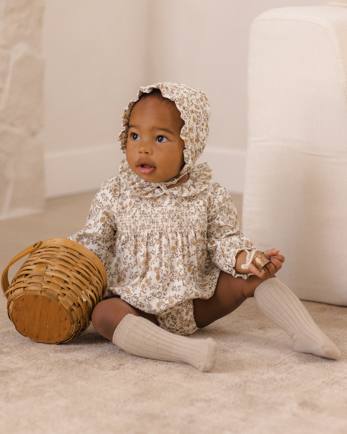 Quincy Mae Callie Romper Posy in IVORY