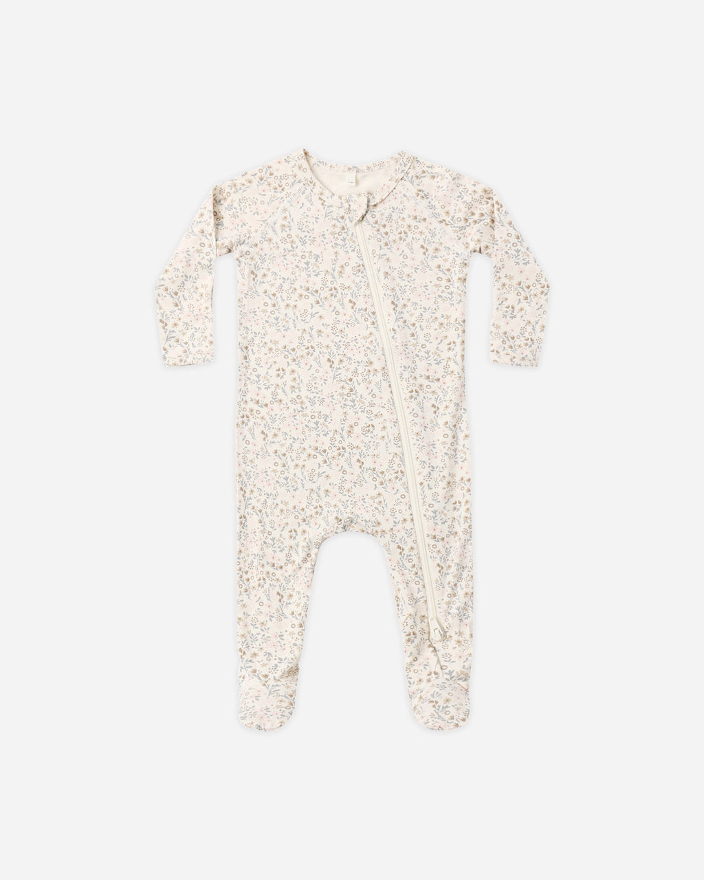 Quincy Mae Bamboo Zip Footie Bloom in NATURAL