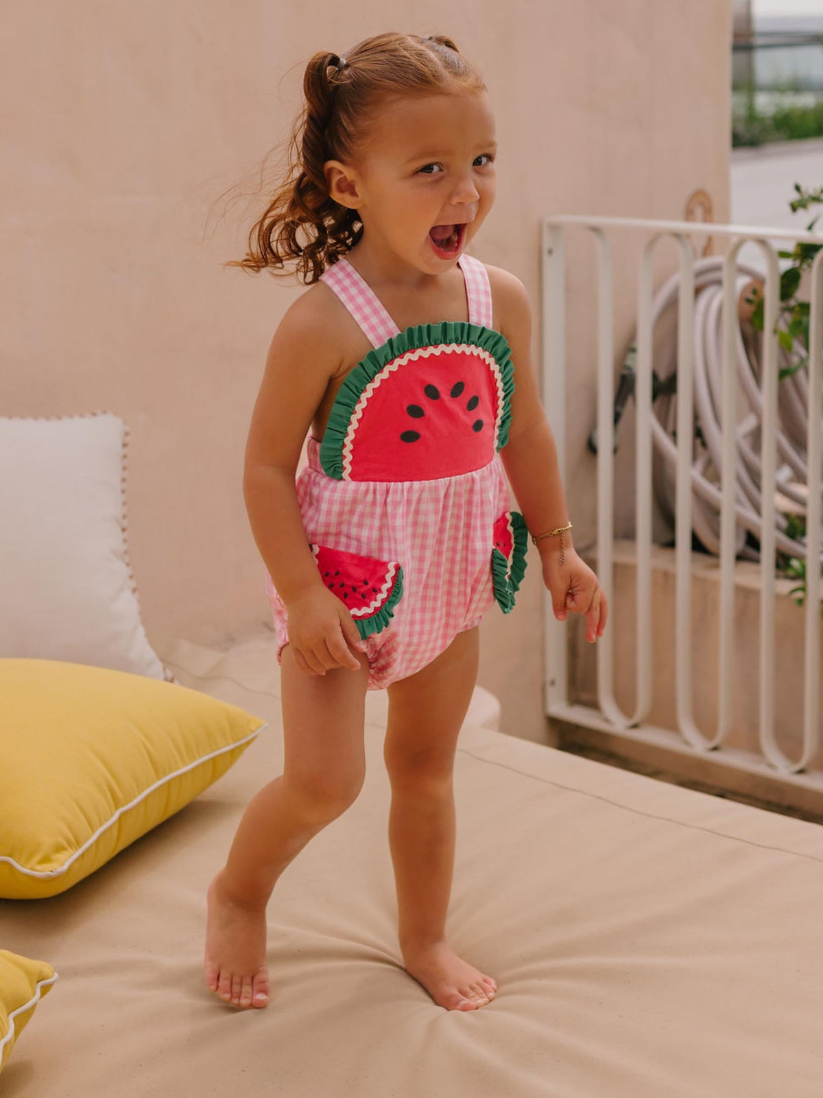 HUXBABY One-In-A-Melon Check Romper in Single