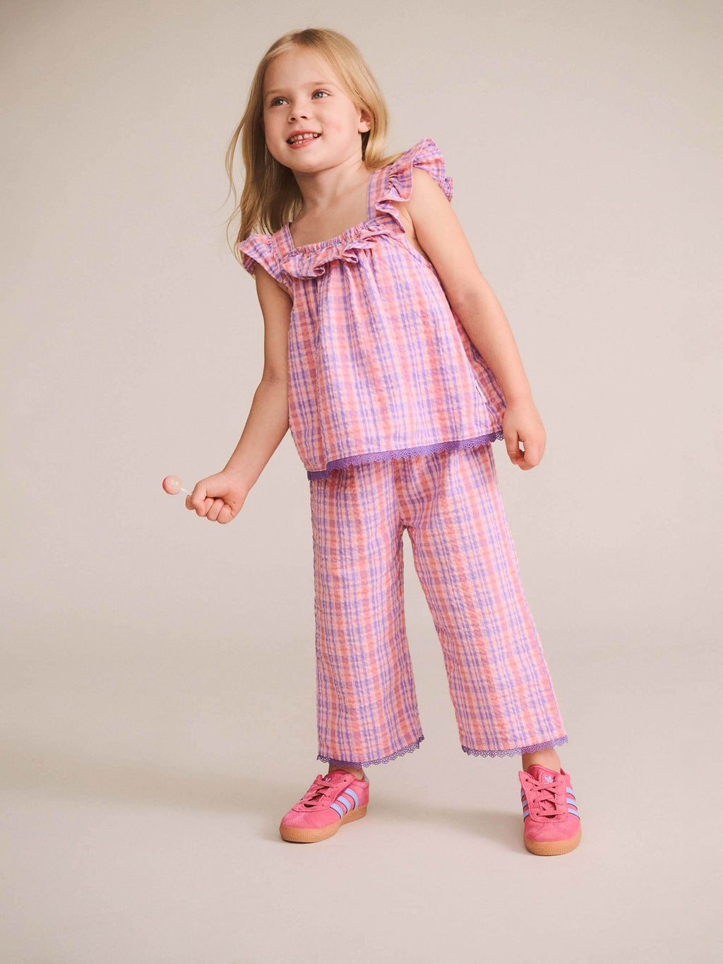 HUXBABY Tropical Check Paperbag Pant in MULTI