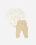 Quincy Mae Side Snap Bodysuit + Pant Set Pears in BUTTERSCOTCH