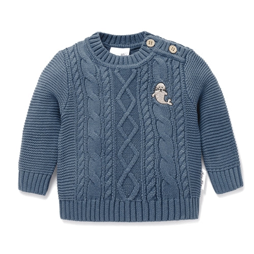 Aster & Oak - Bluestone Cable Knit Jumper