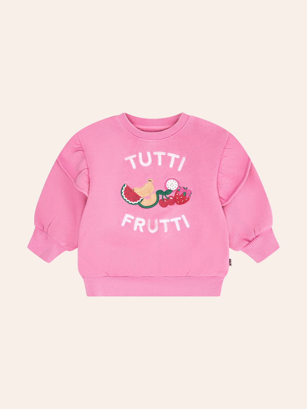 HUXBABY Tutti Frutti Frill Drop Shoulder Sweat in Single