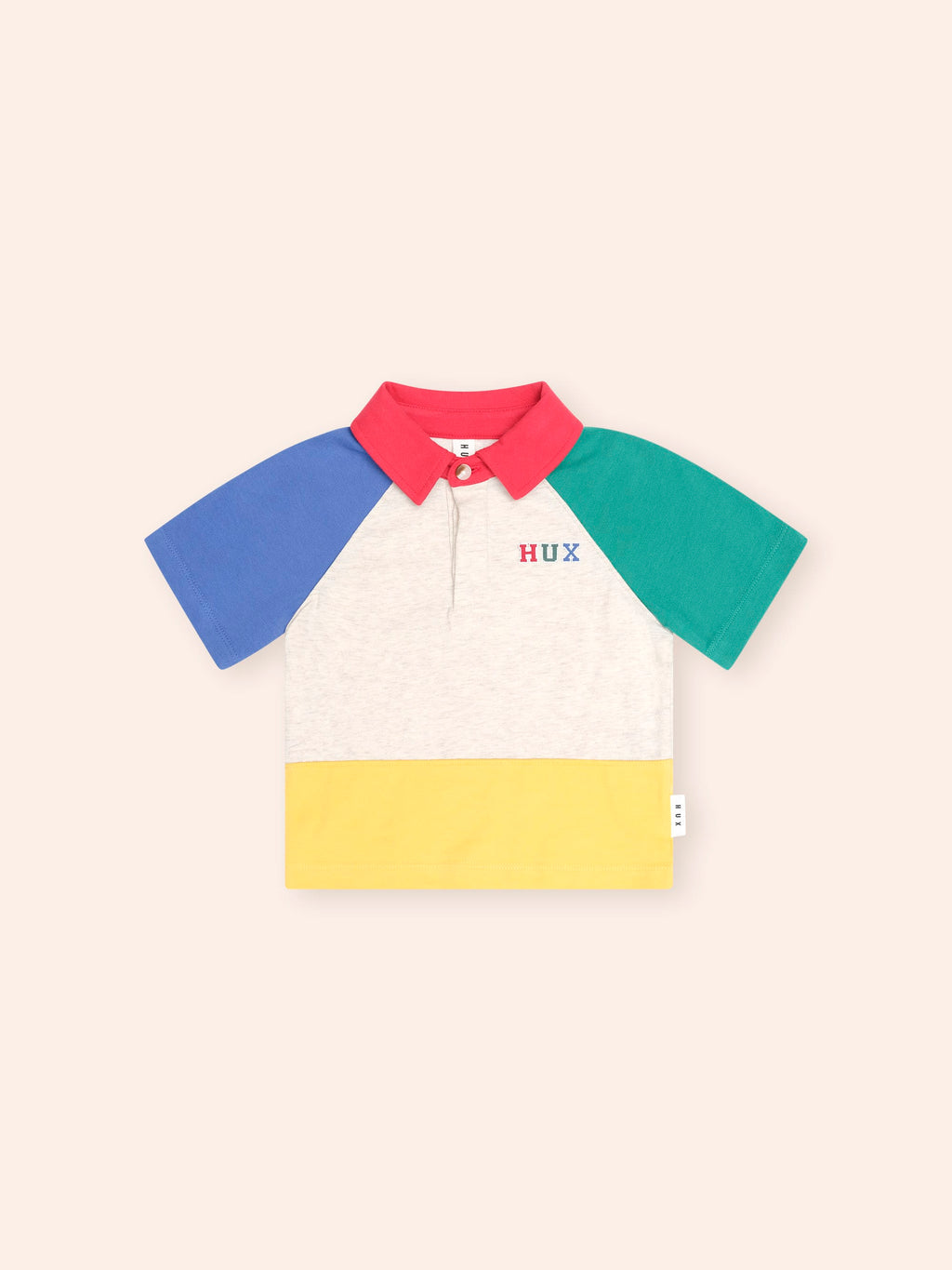 HUXBABY Slouchy Colour Block Raglan Polo in MULTI
