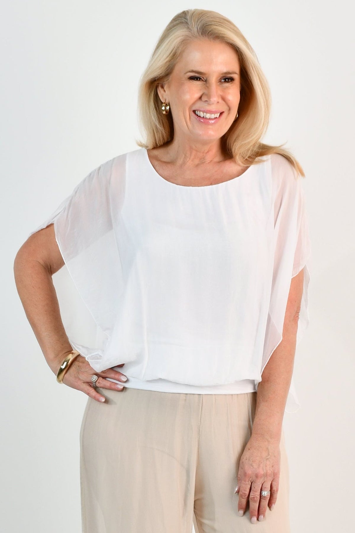 La Sofia VLST741 (62498) - ARABELLA SILK TOP - WHITE in White