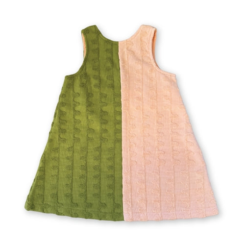 Grown - Terry Towelling Flow Dress - Leaf/Peachy (HOL25)