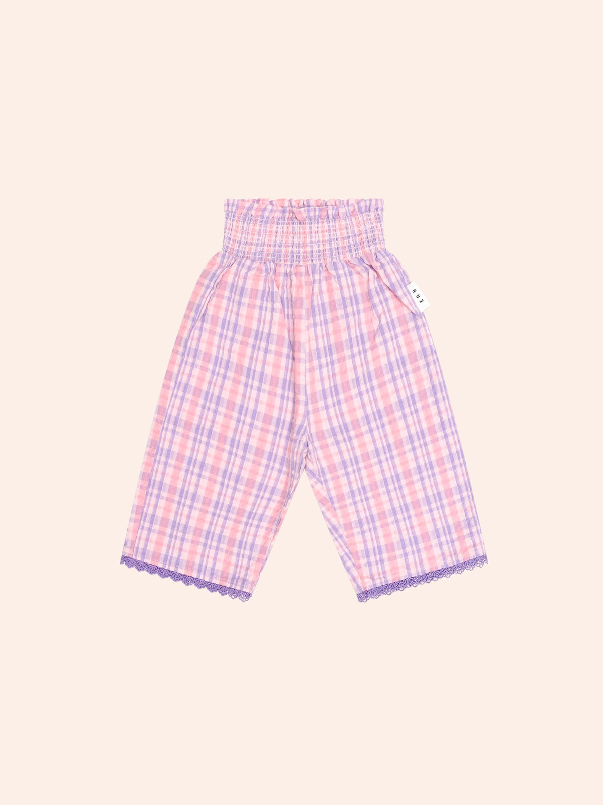 HUXBABY Tropical Check Paperbag Pant in MULTI
