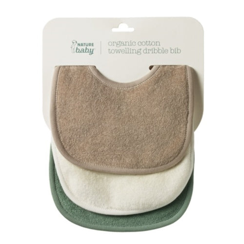 Nature Baby - Dribble Bibs 3 pack - Natural/Nougat/Lily Pad (NBS24)