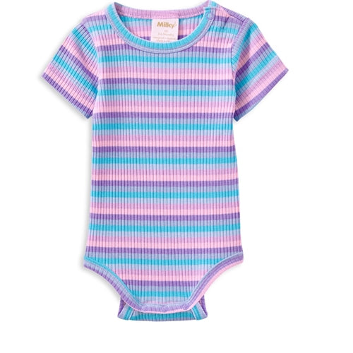 Milky - Lilac Stripe Rib Bubbysuit (MS25)