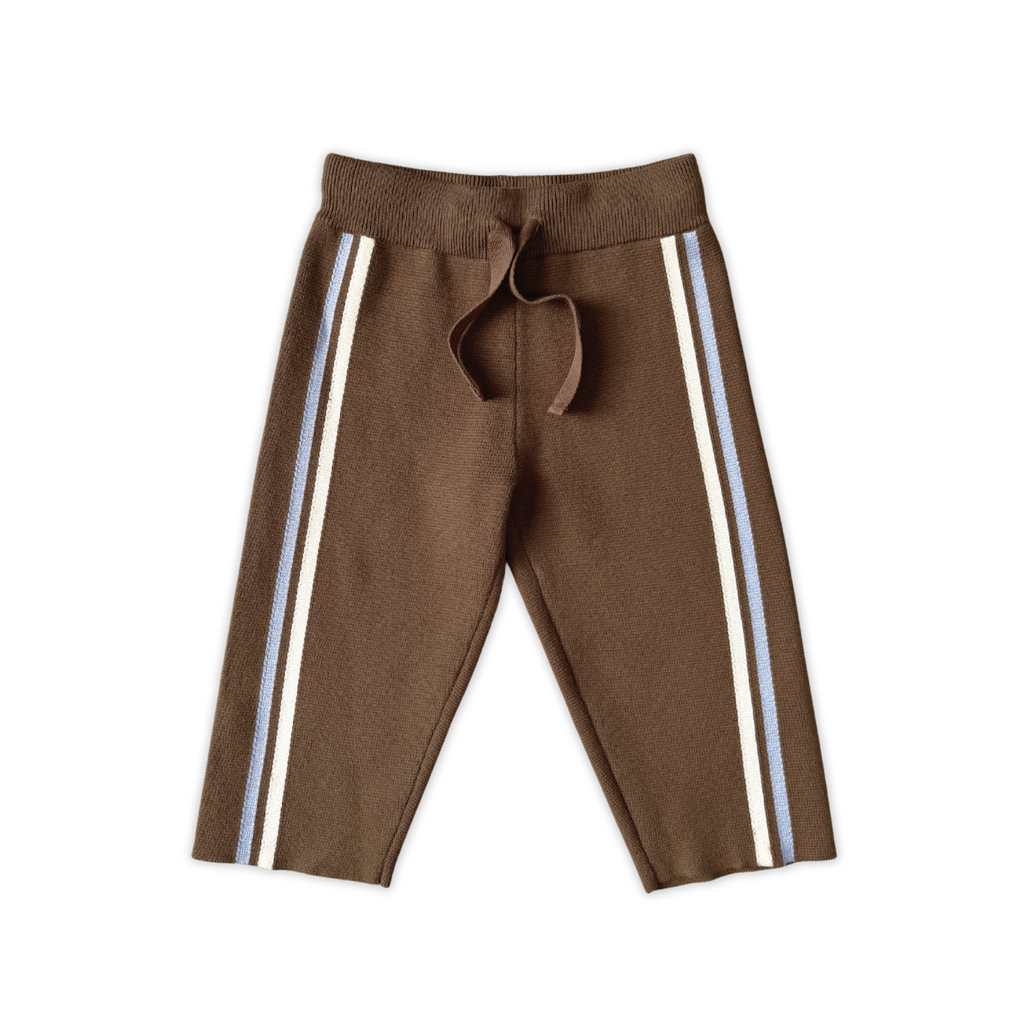 Grown Organic Striped Milano Knit Pants - Espresso in Single