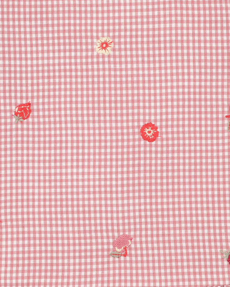 Fox & Finch Orchard Bloom Emb. Check Dress 3-7 Yrs in PINK