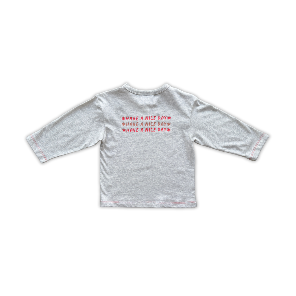 Grown Organic Have A Nice Day LS Tee - Grey Marle in Single