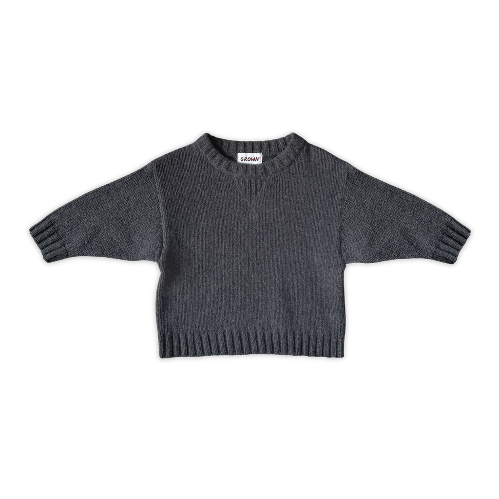 Grown Merino Blend Knit Pull Over - Charcoal in Single