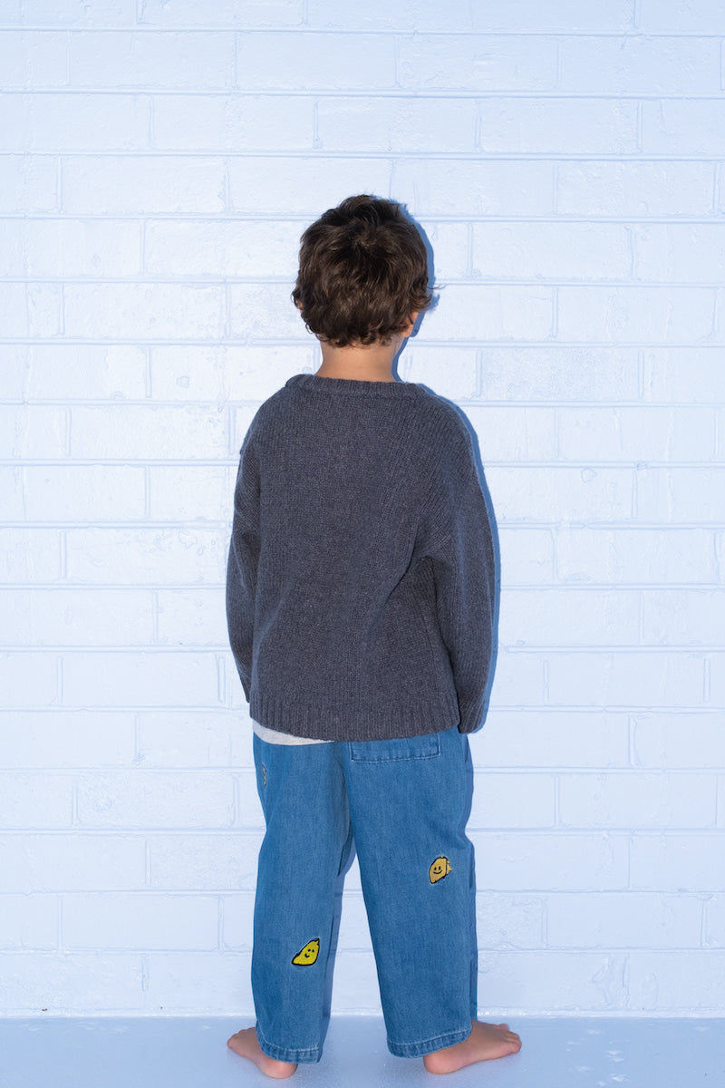 Grown Merino Blend Knit Pull Over - Charcoal in Single