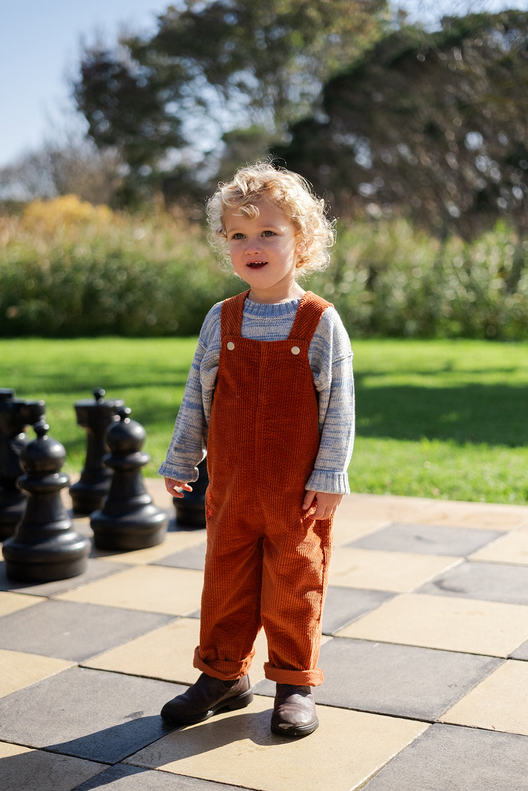 Grown Organic Cord Overalls - Brick in Single