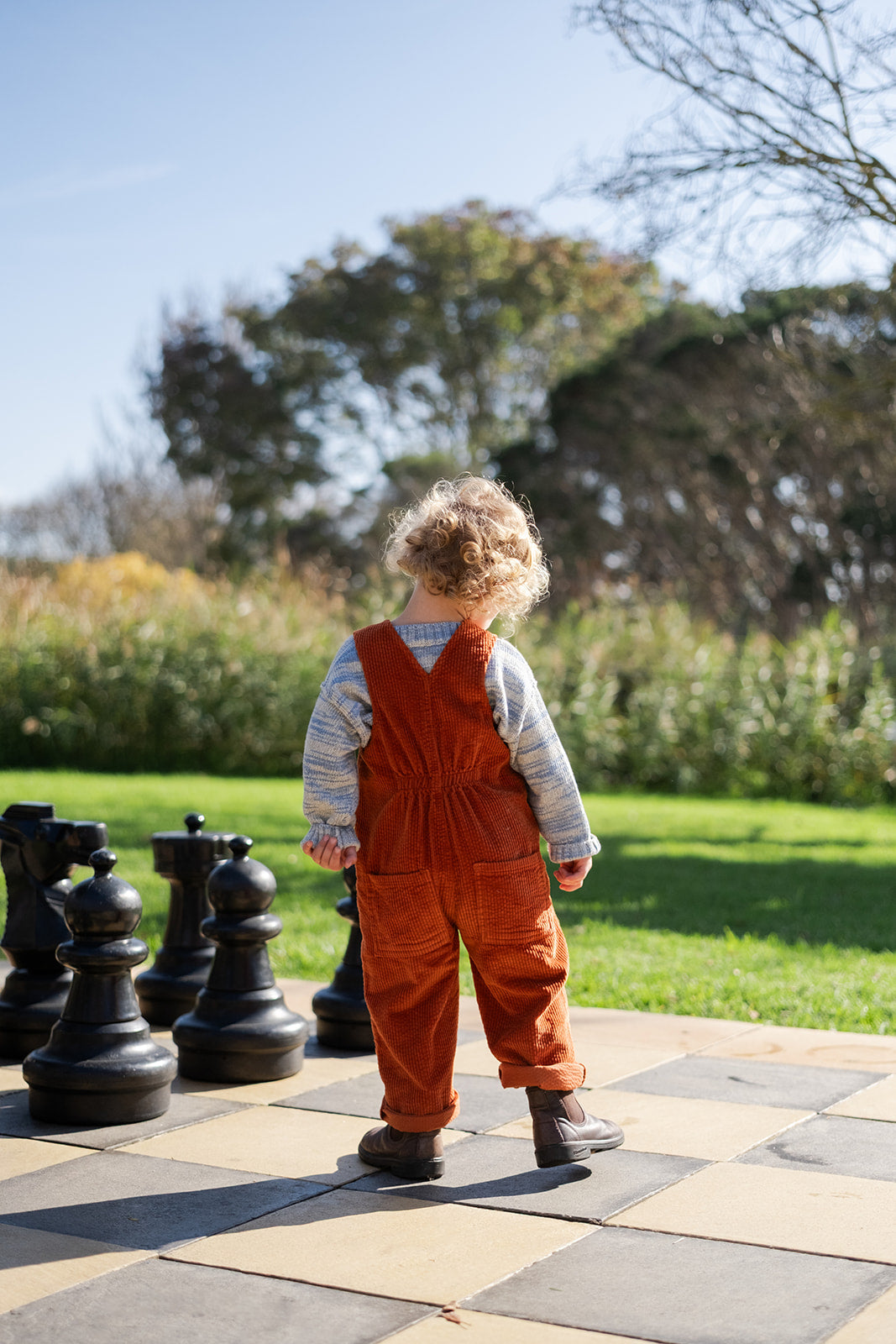Grown Organic Cord Overalls - Brick in Single