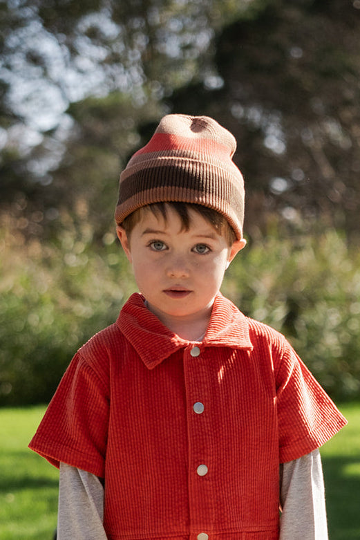 Grown Organic Striped Pixie Knit Beanie - Earth in Single