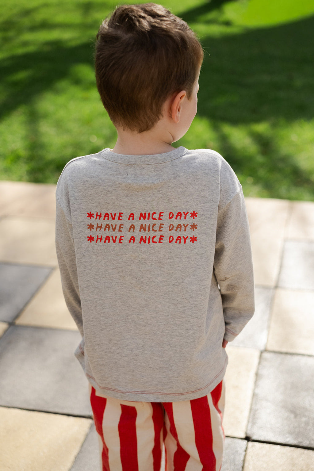 Grown Organic Have A Nice Day LS Tee - Grey Marle in Single