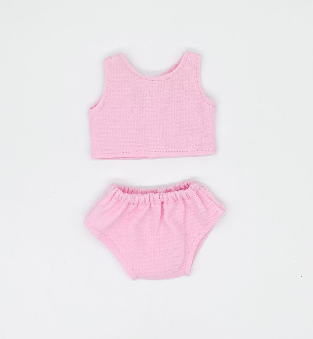 Mini Colettos - Pink Waffle Knit Doll Underwear Set