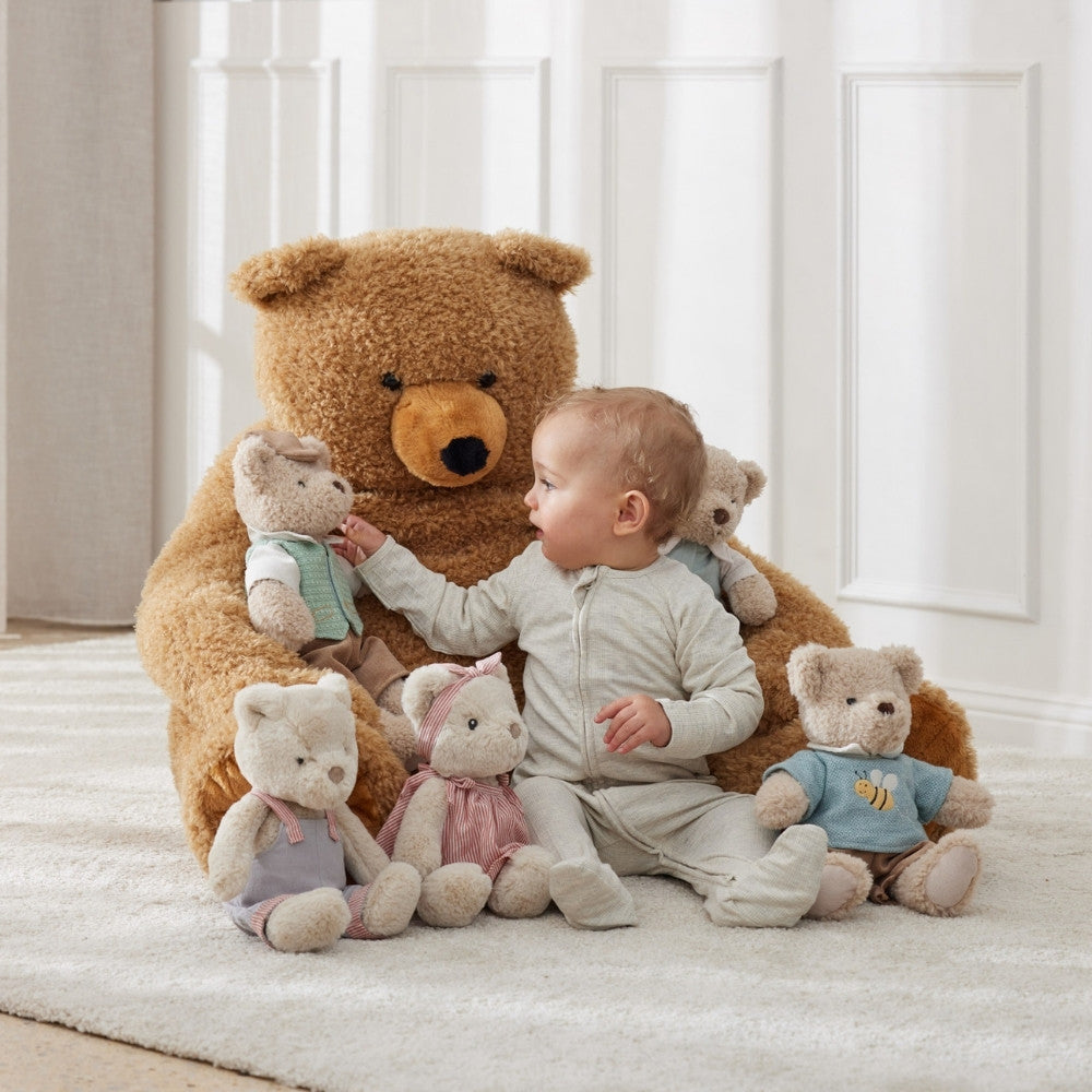 Jiggle & Giggle Roger Bear in Beige/Blue