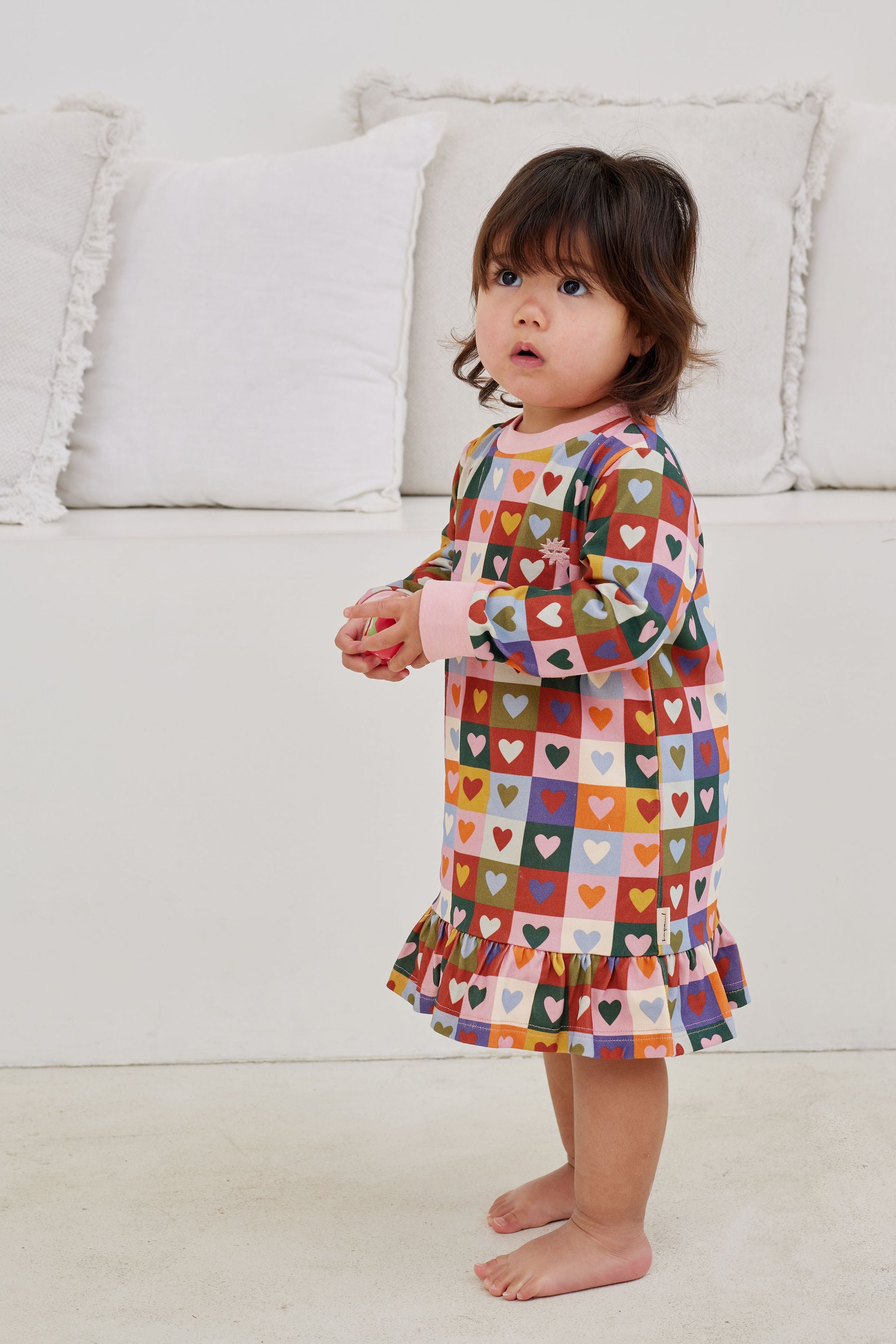 Kapow Heart Checkerboard Drop Waist Dress
