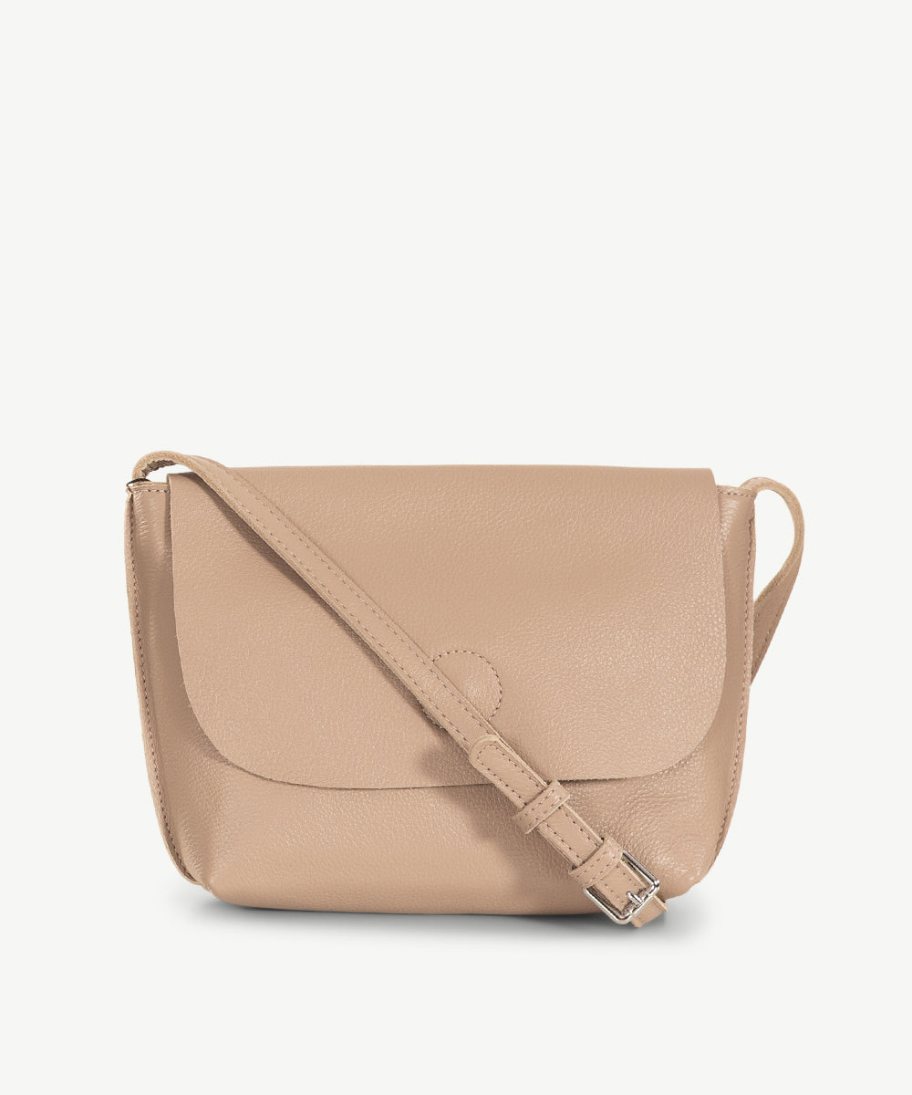 Sassy Duck Maya Leather Cross Body Bag Beige