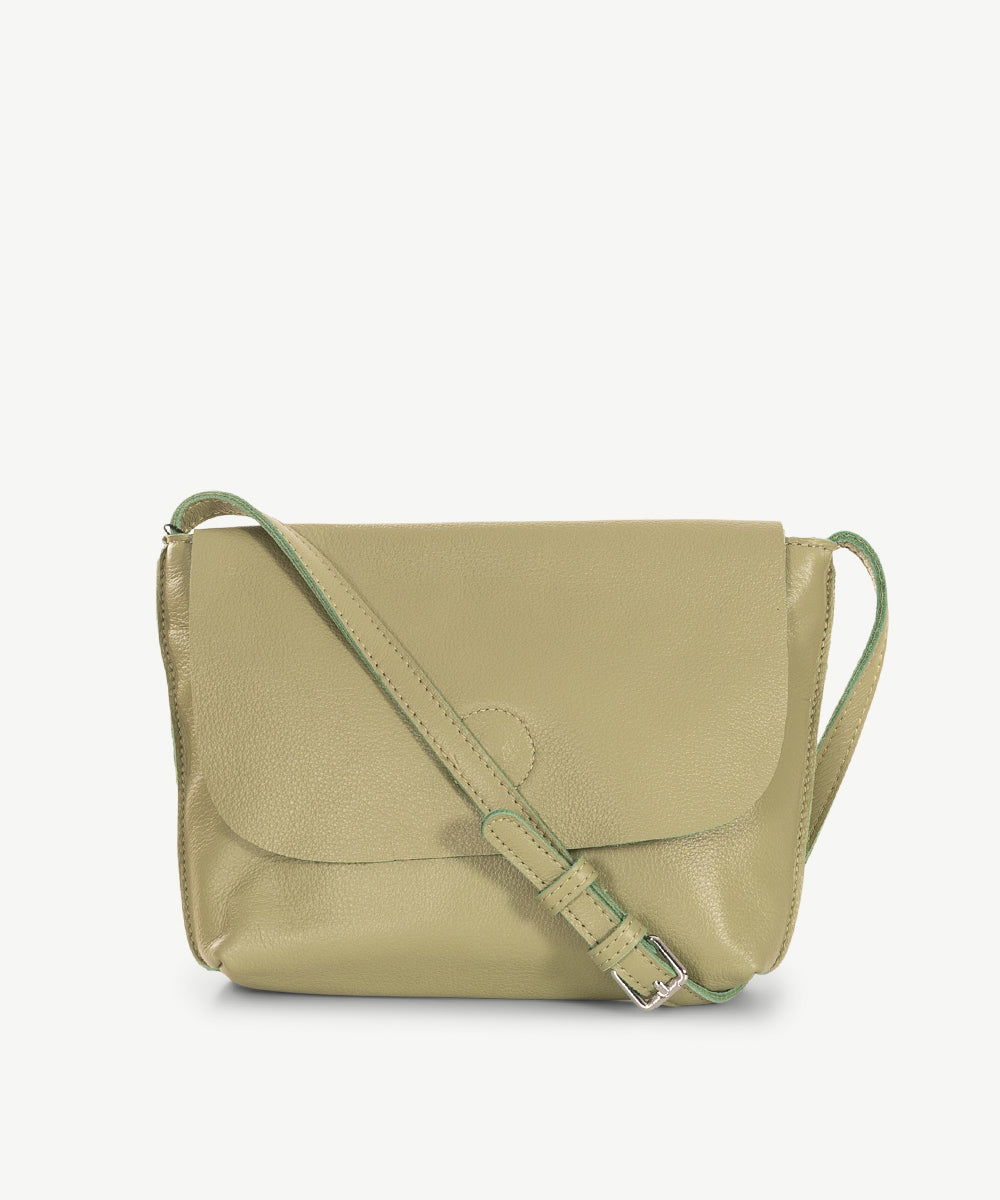 Sassy Duck Maya Leather Cross Body Bag Sage Green