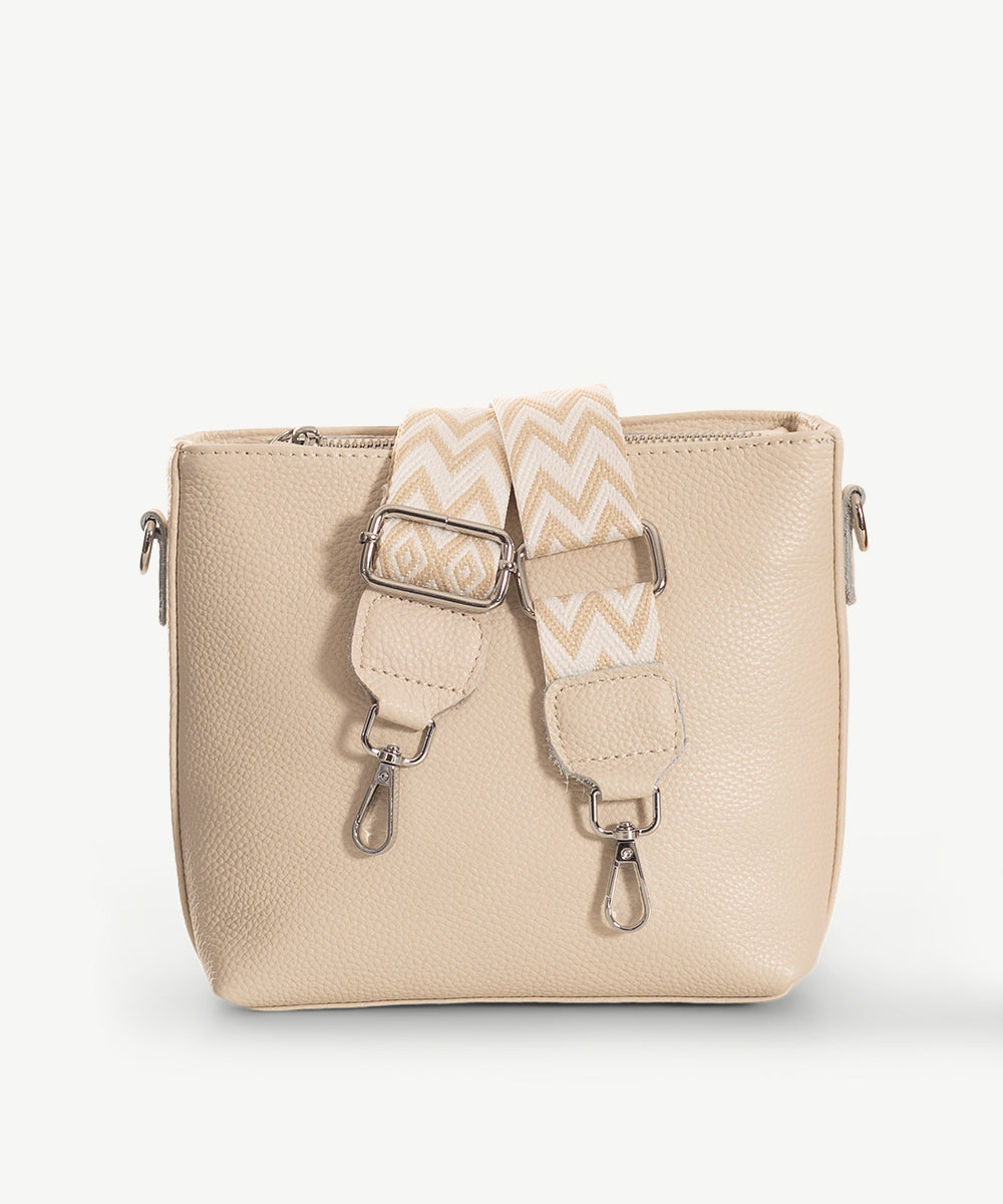 Sassy Duck Leah Leather Cross Body Bag Off White