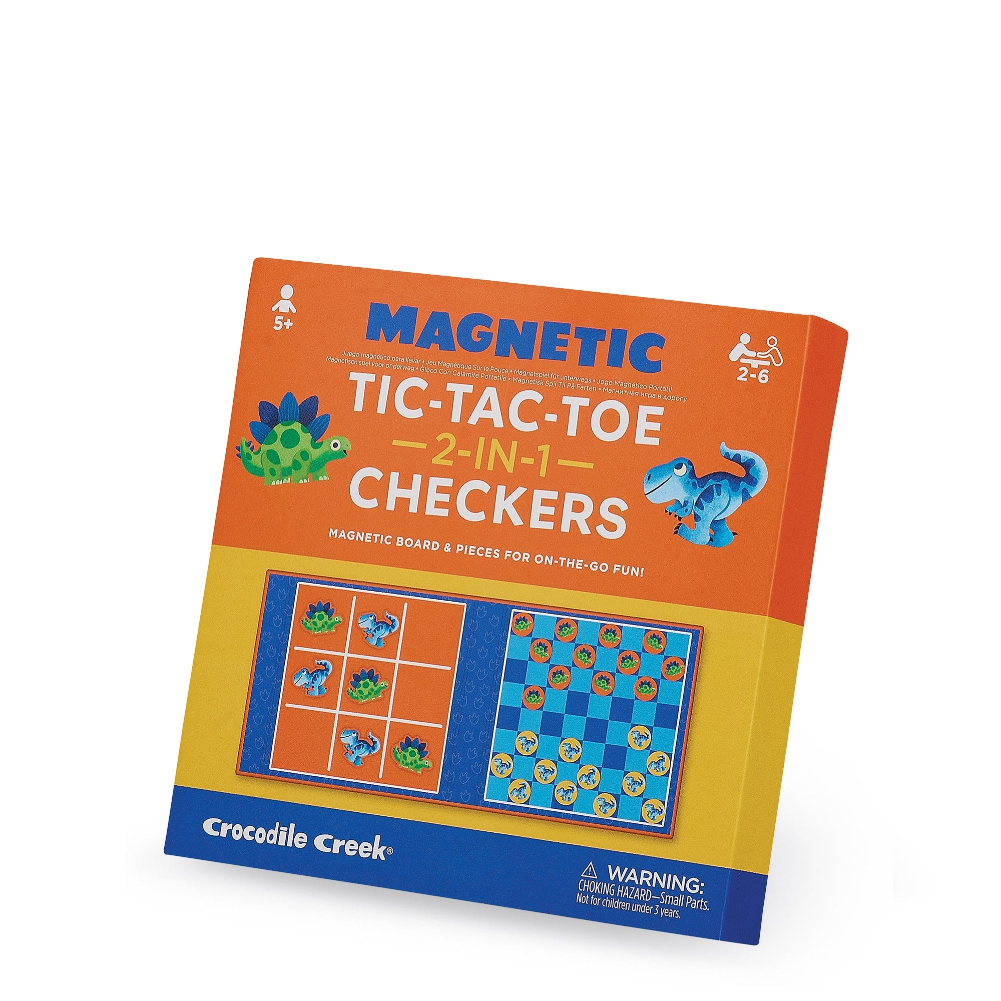 Crocodile Creek Magnetic Game - Tic Tac Toe & Checkers - Dino in Single