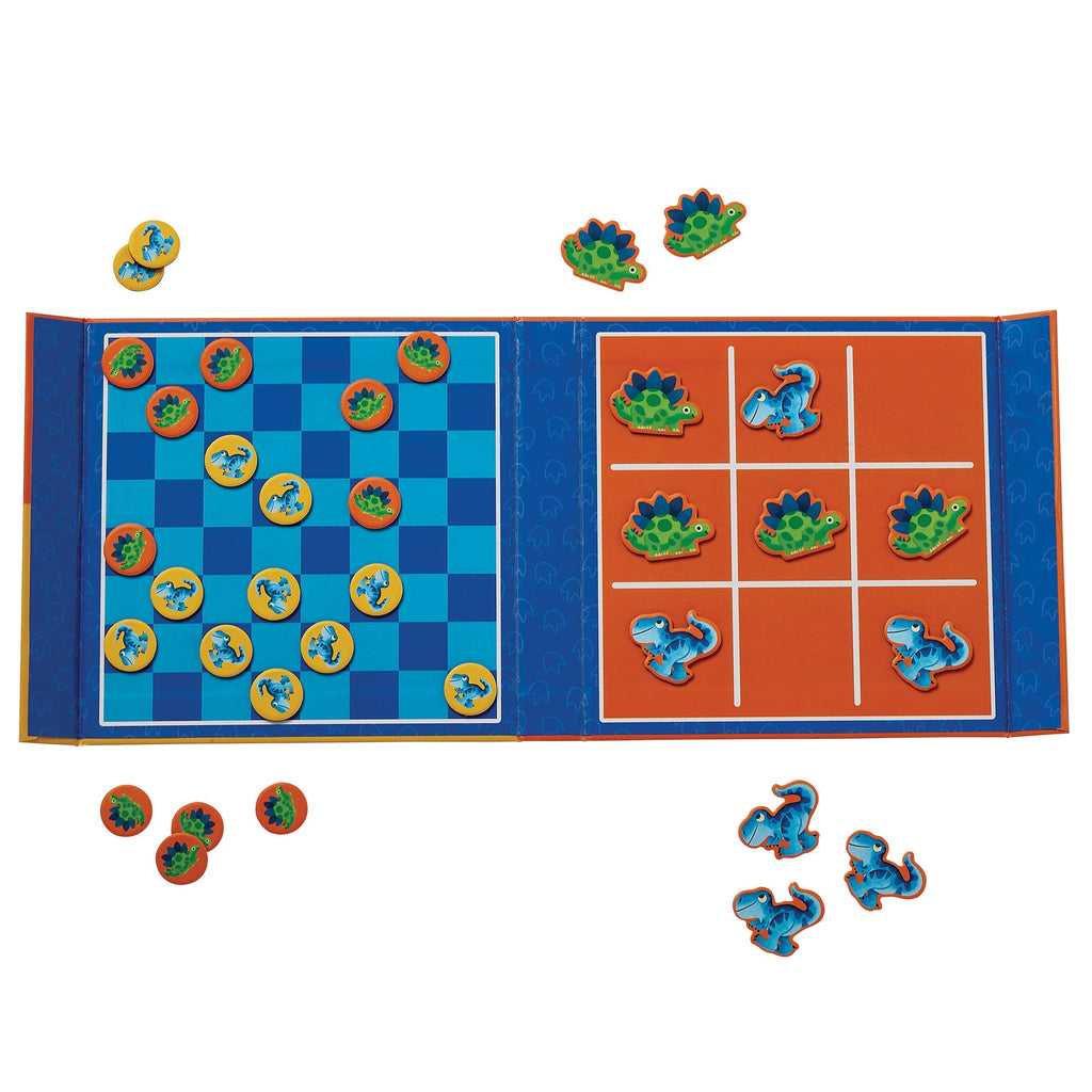 Crocodile Creek Magnetic Game - Tic Tac Toe & Checkers - Dino in Single