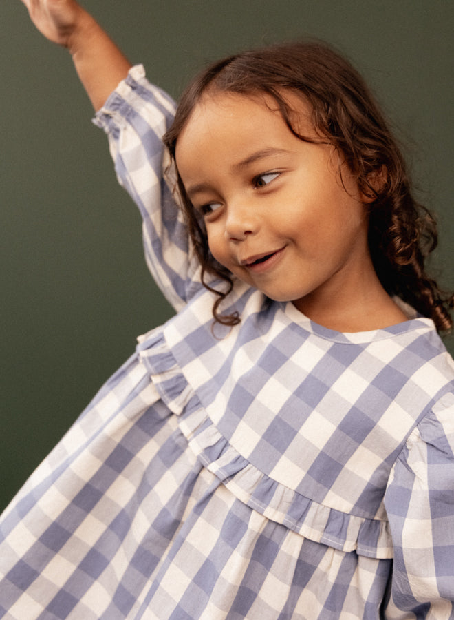 Nature Baby Nora Dress in Bluebelle Check