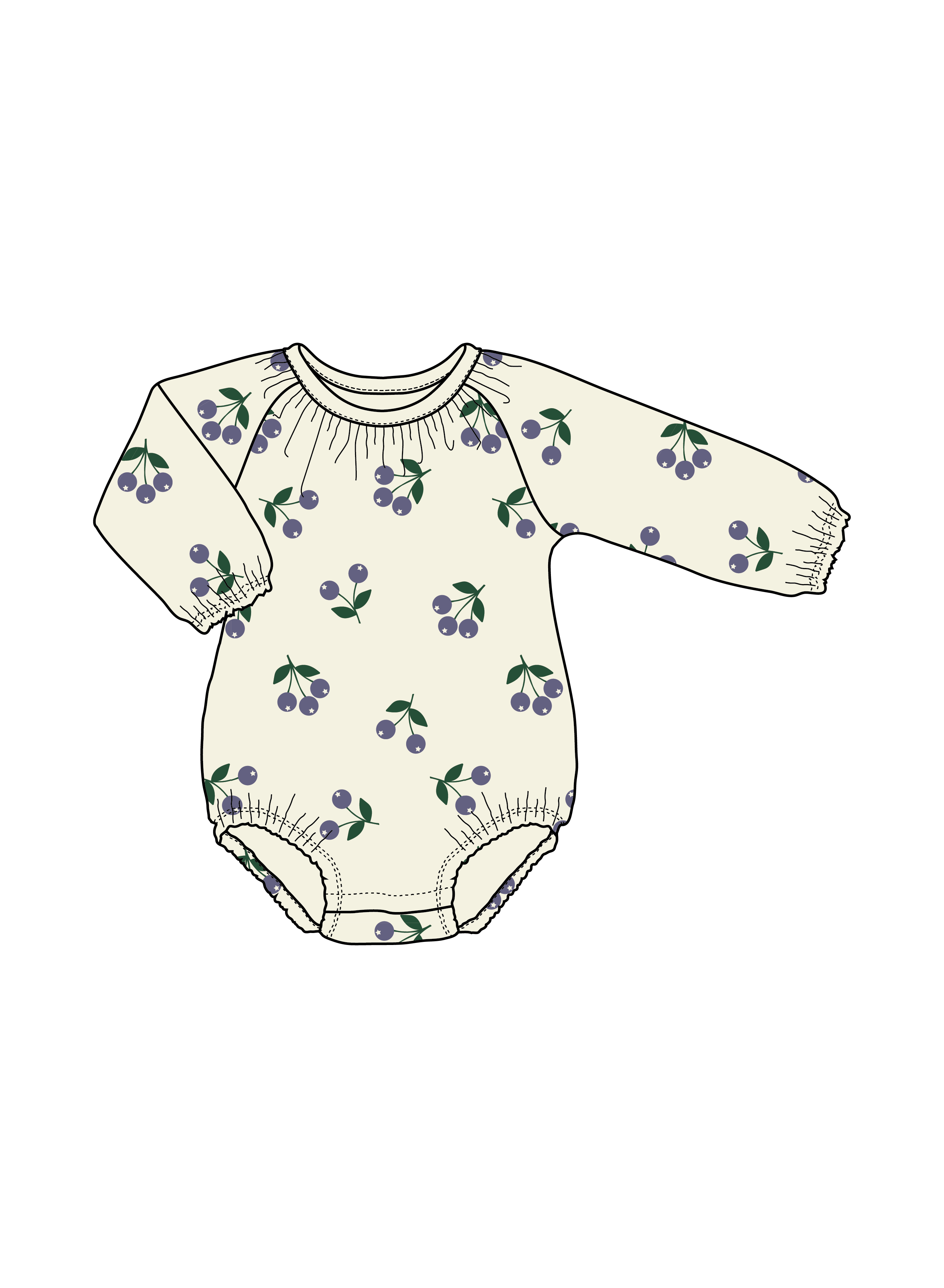 Nature Baby Meadow Bodysuit Muslin in Winter Berry Natural Print