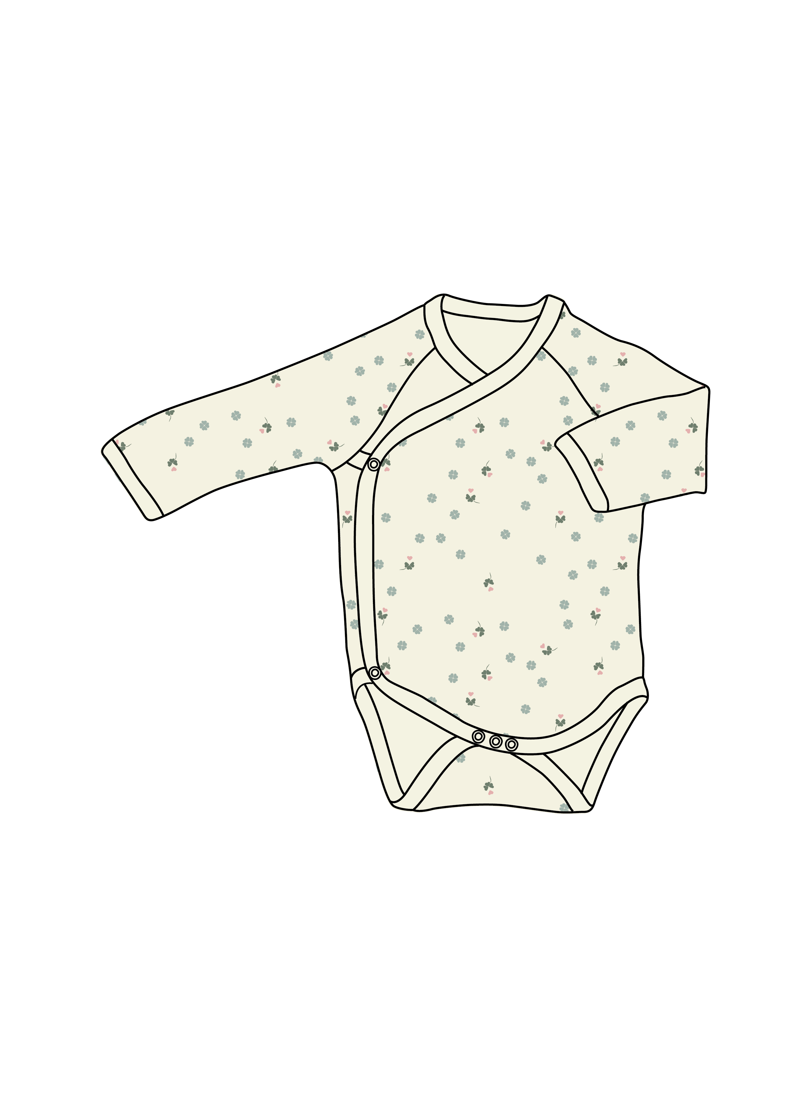 Nature Baby Long Sleeve Kimono Bodysuit in Lucky Print