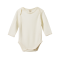 Nature Baby Merino Wool Long Sleeve Bodysuit Pointelle in Natural