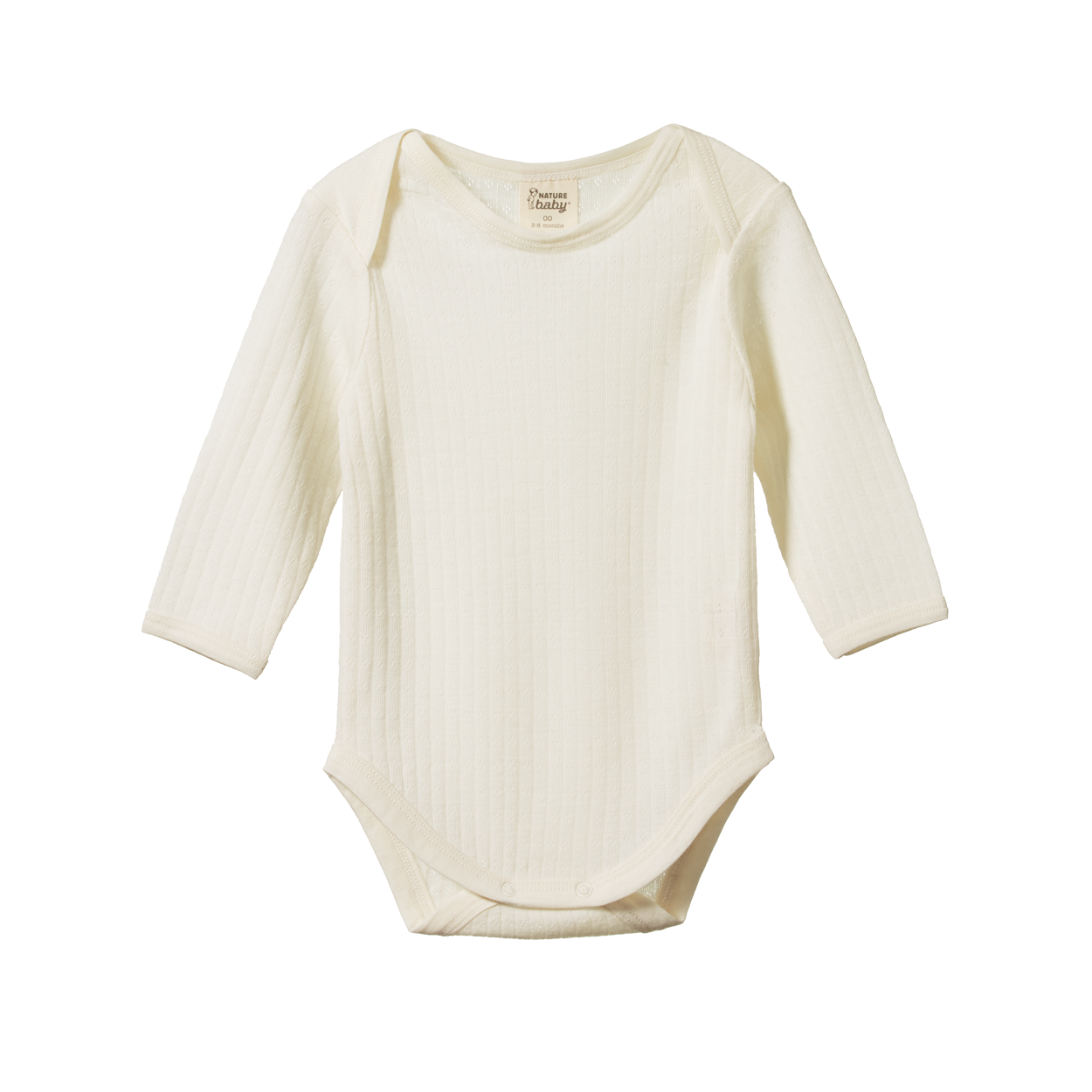 Nature Baby Merino Wool Long Sleeve Bodysuit Pointelle in Natural