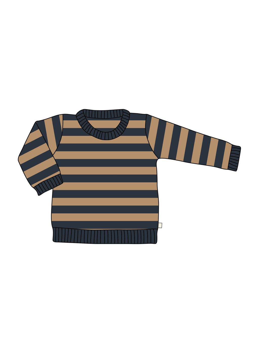 Nature Baby Merino Knit Pullover in Navy/Caramel Stripe