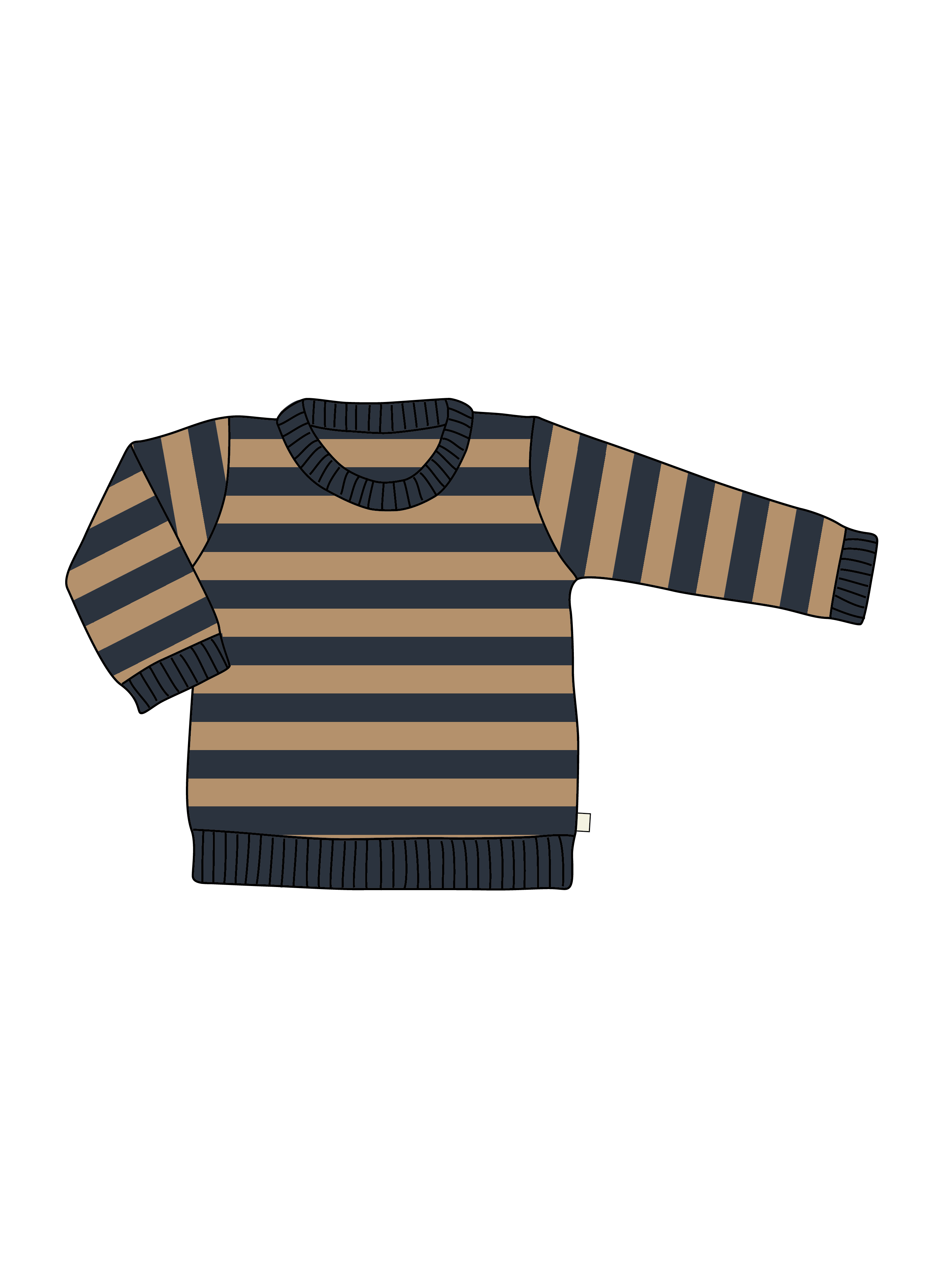 Nature Baby Merino Knit Pullover in Navy/Caramel Stripe