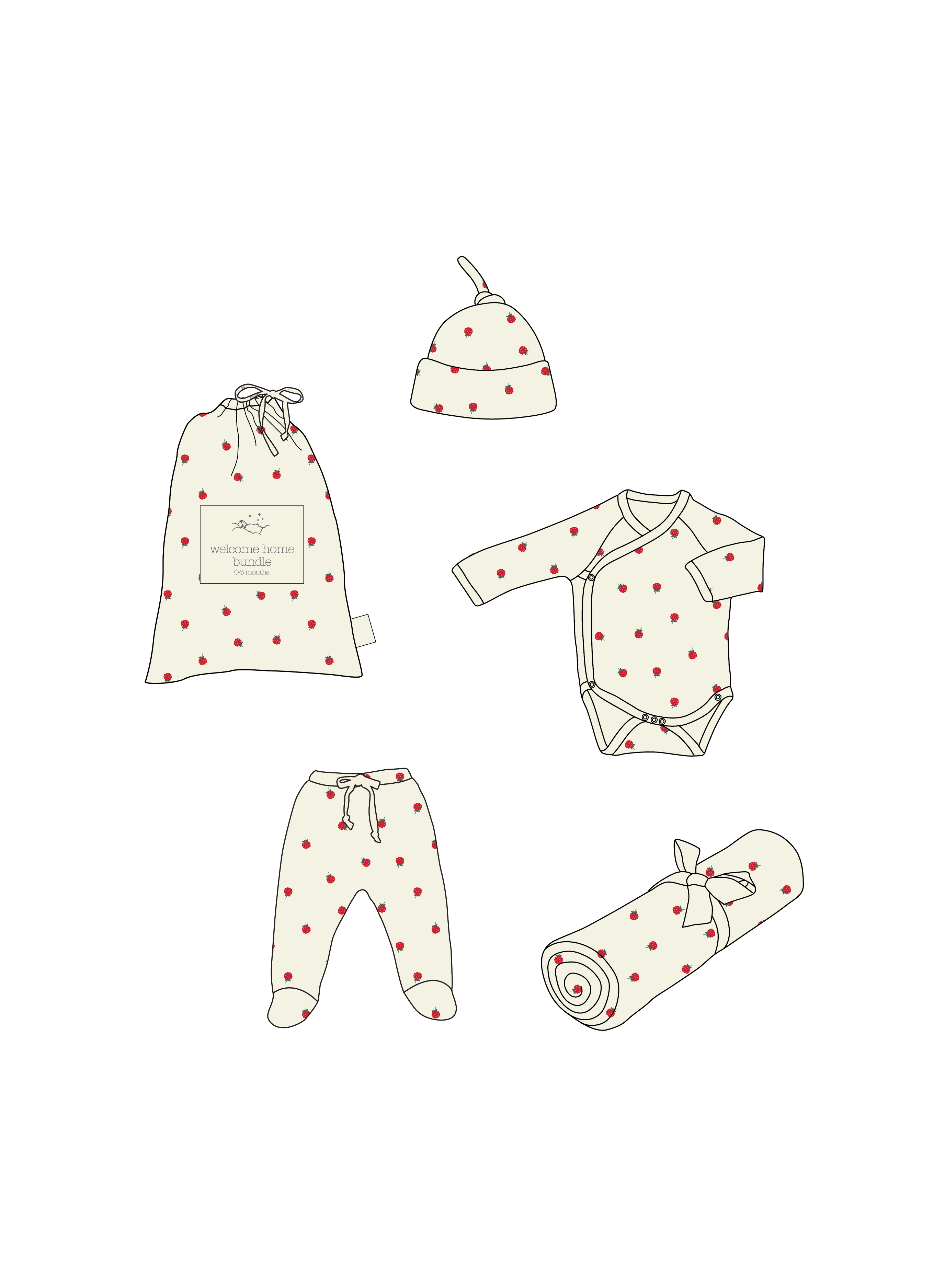 Nature Baby Welcome Home Set in Raspberry Print