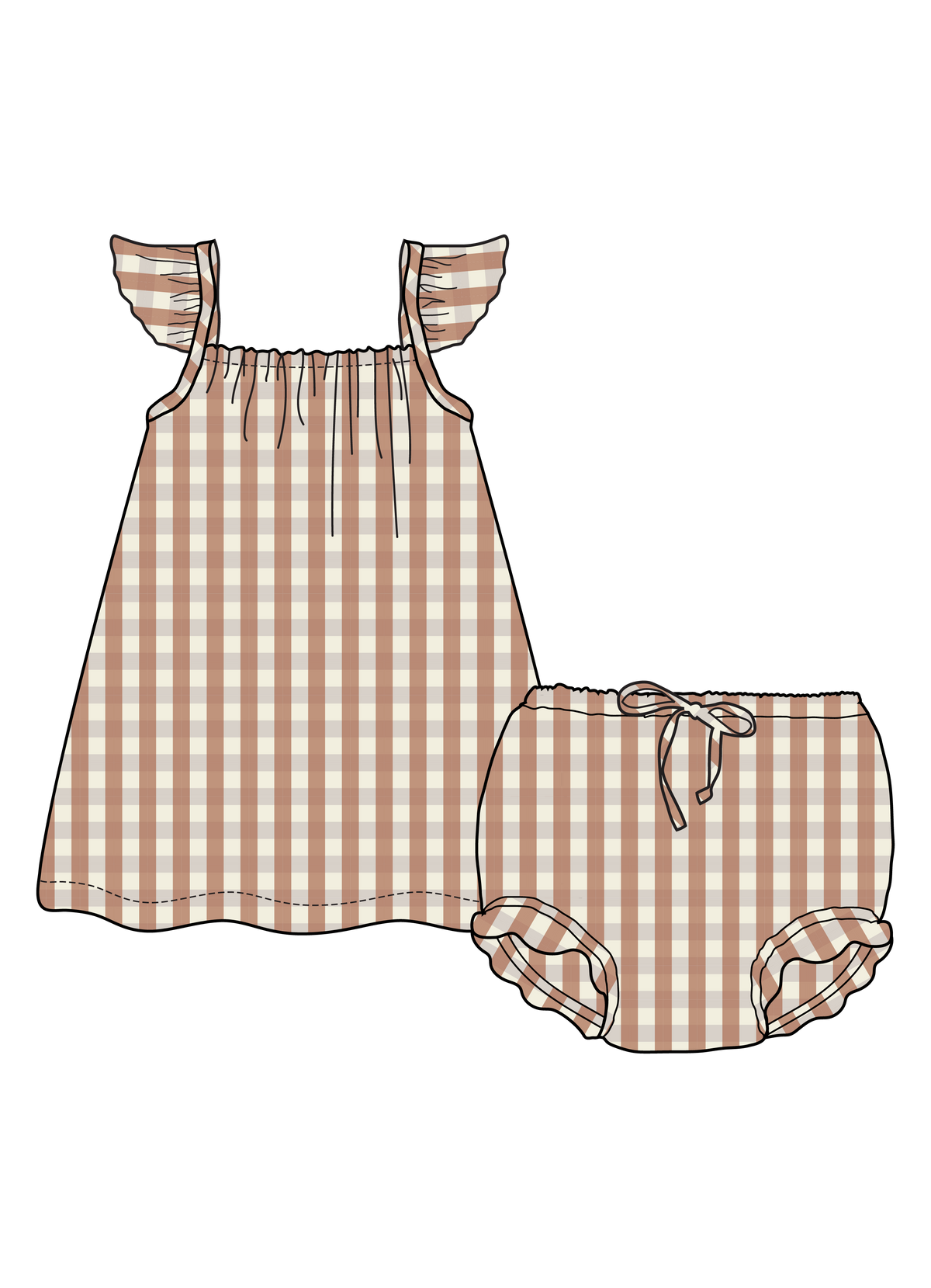 Nature Baby Petal Set in Dandelion Gingham