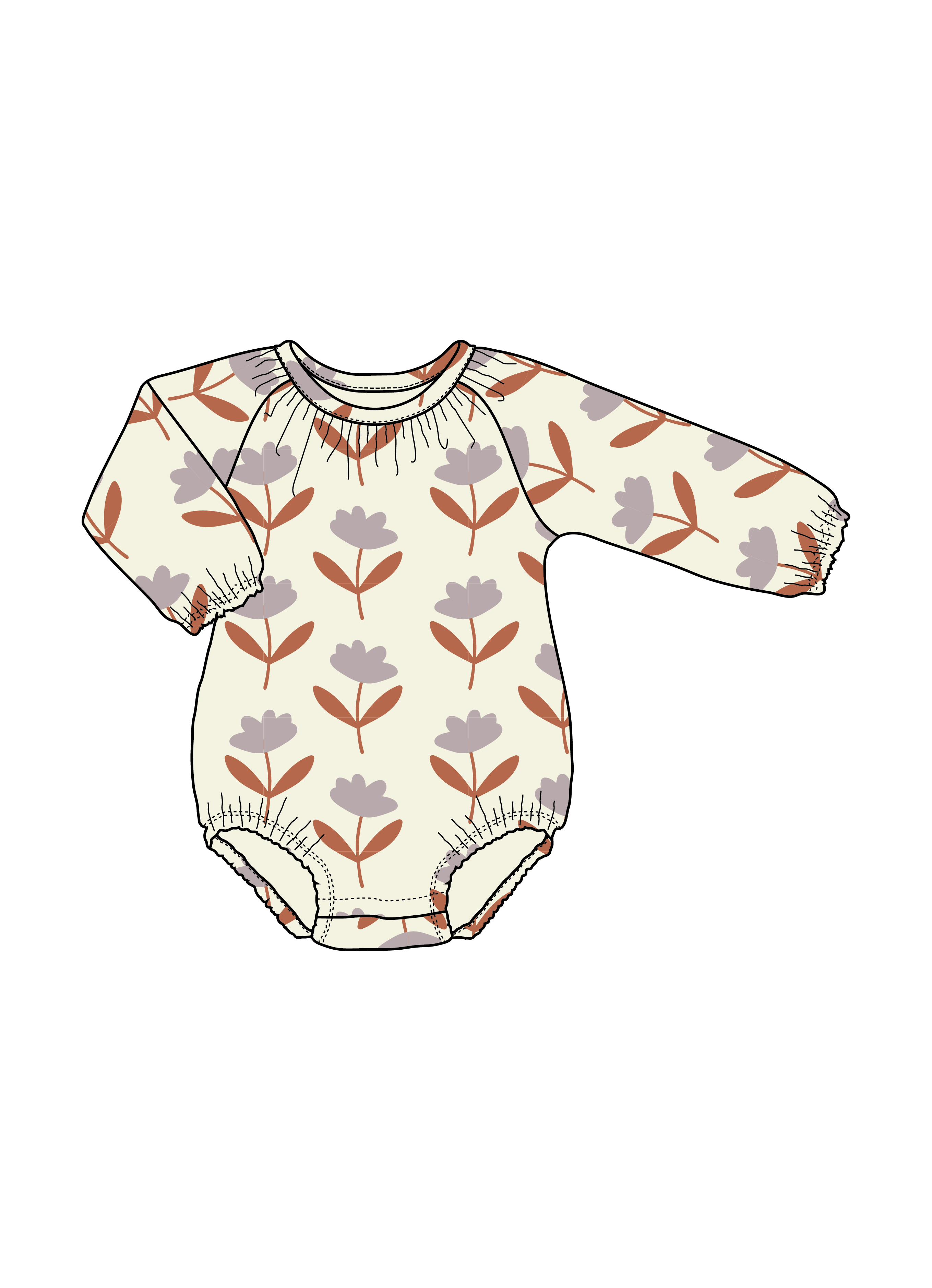 Nature Baby Meadow Bodysuit Muslin in Fleurette Print