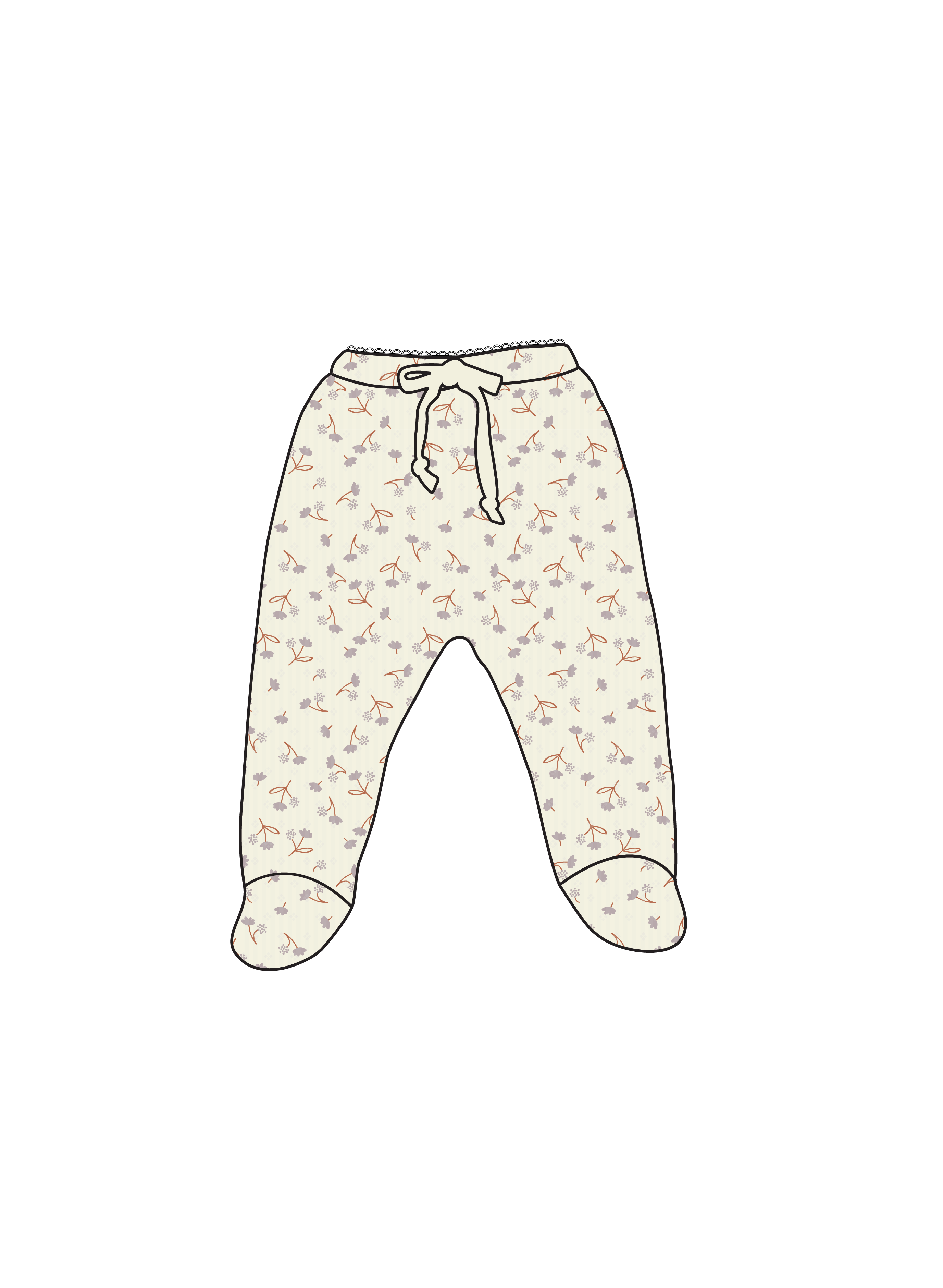 Nature Baby Footed Rompers Pointelle in Dandelion Print