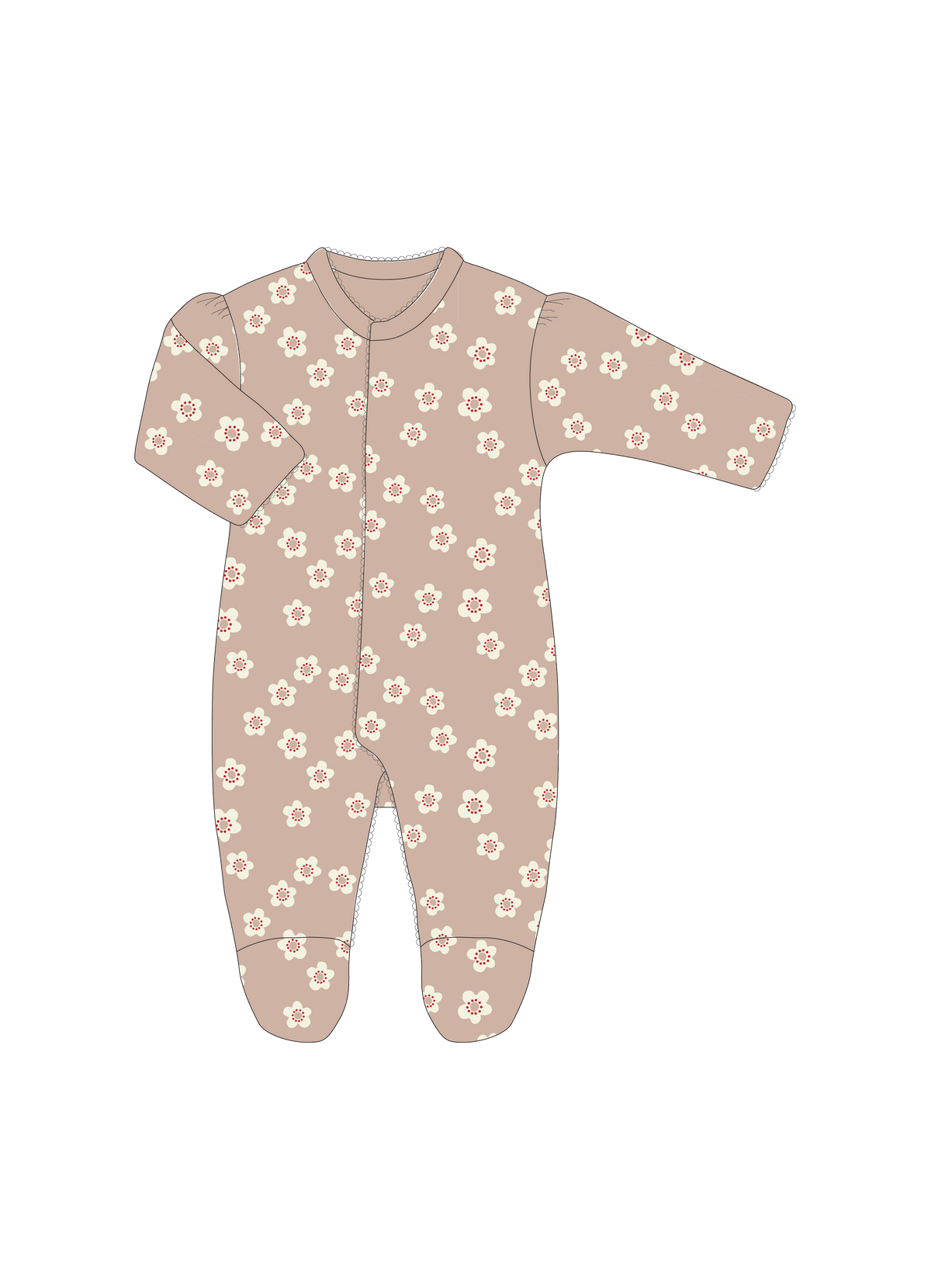 Nature Baby Lucy Suit in Flora Stamp Rose Dust Print