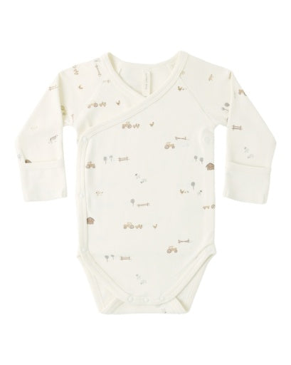 Quincy Mae Side Snap Bodysuit Farm in IVORY