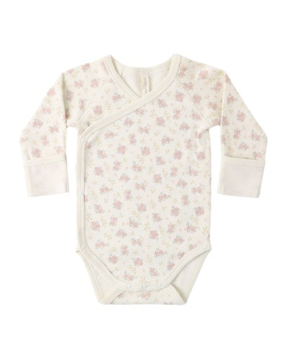 Quincy Mae Side Snap Bodysuit Flower Field in IVORY